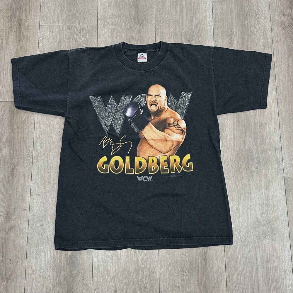 Vintage 1998 Goldberg WCW Wrestling Tee T Shirt Black Size Large L SF